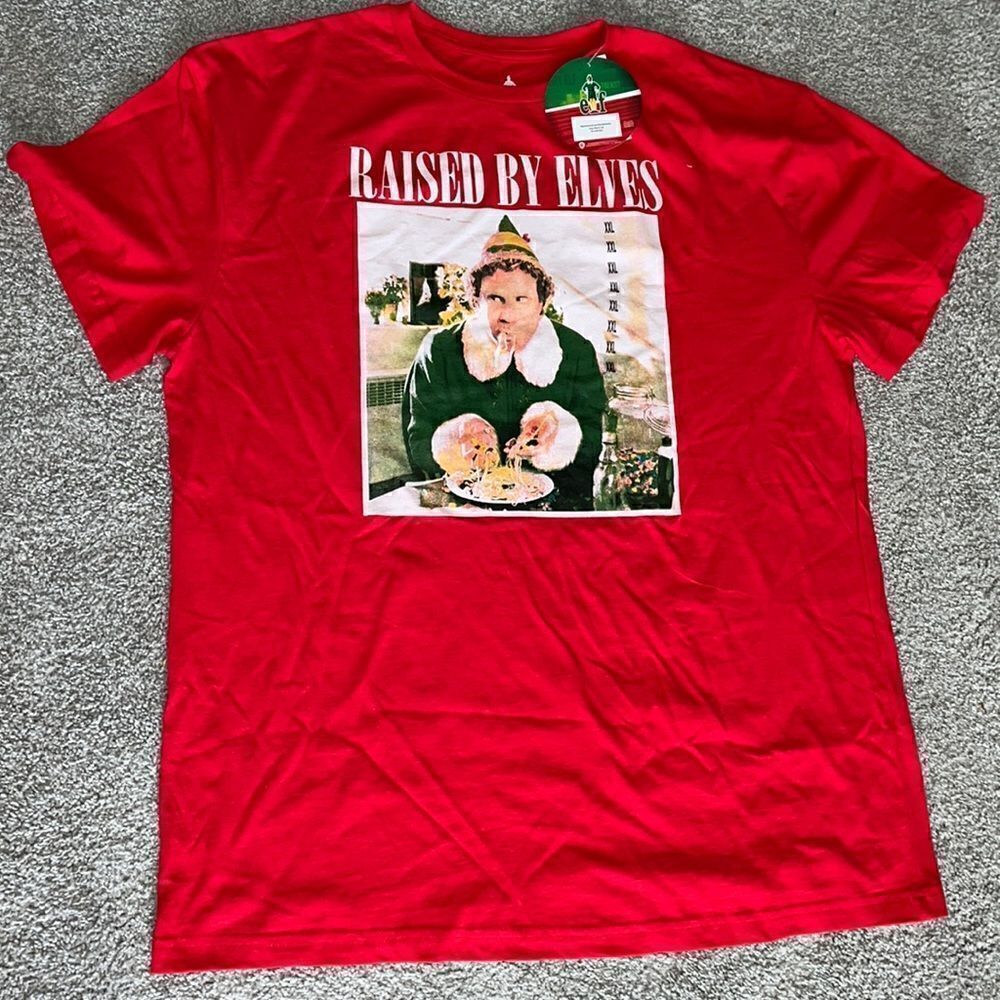 New Res Men’s or Unisex Elf, Will Ferrell Raised by Elves Christmas t-shirt XXL